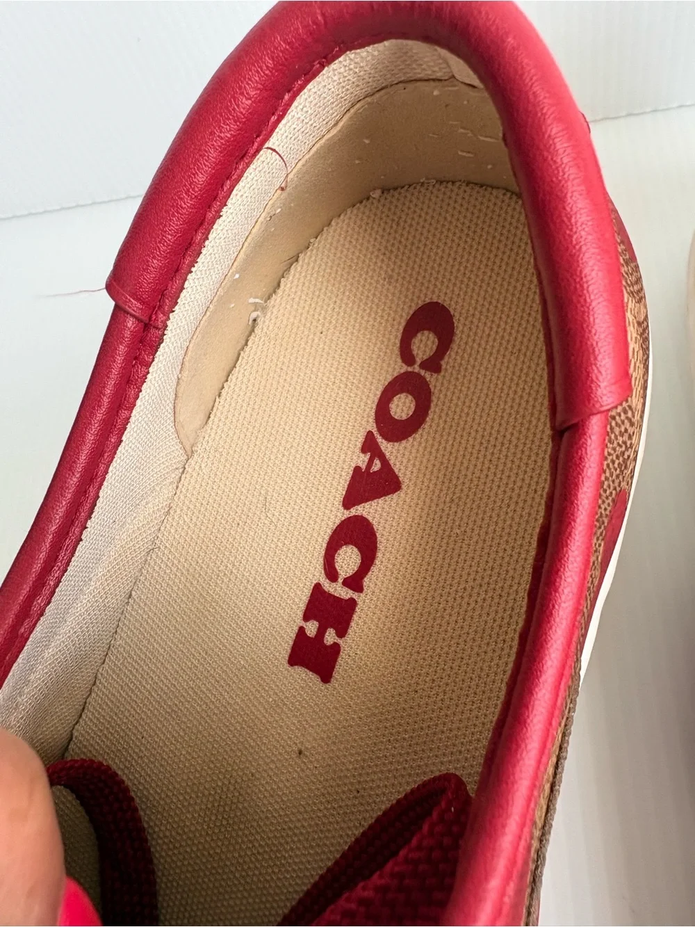 Coach City sole Skate Sneakers Coated Canvas Sz 8.5 B Electric Red Heart EUC